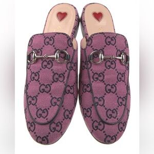Gucci Princeton Mule Mauve GG Pattern Loafers